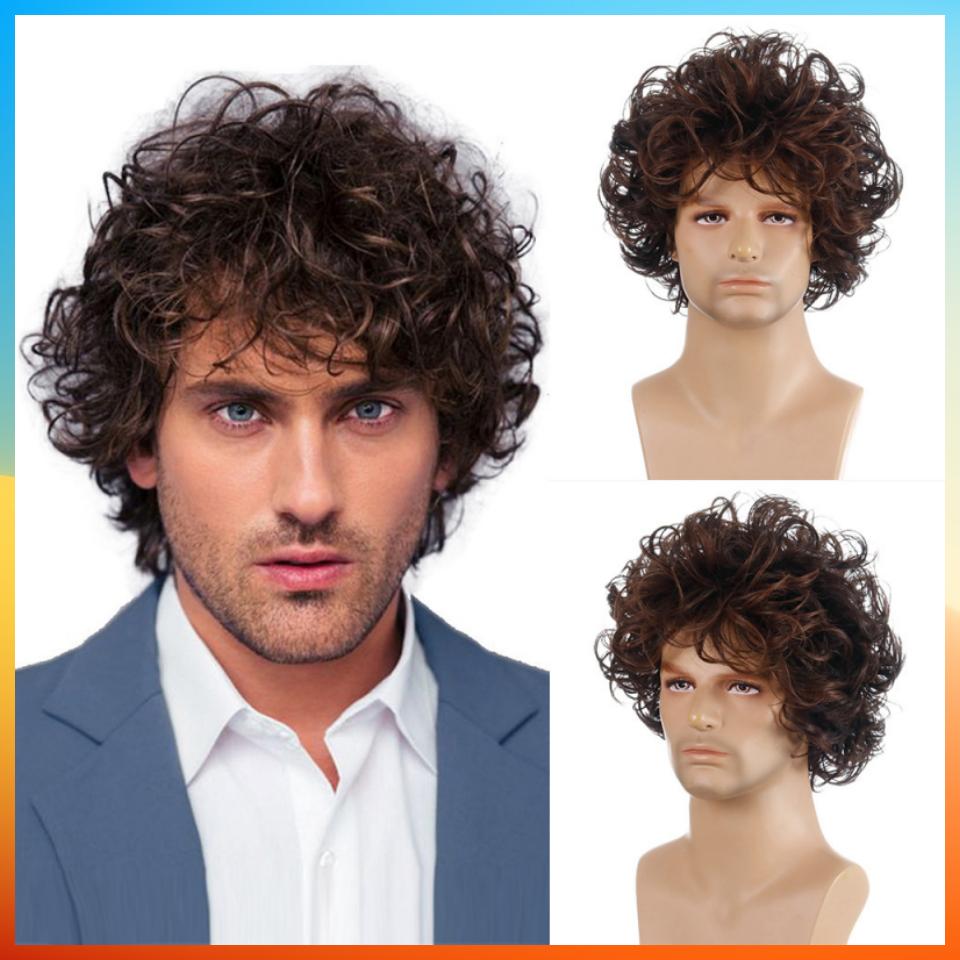 2025 Европейская мода короткий кудрявый парик для мужчин HW770