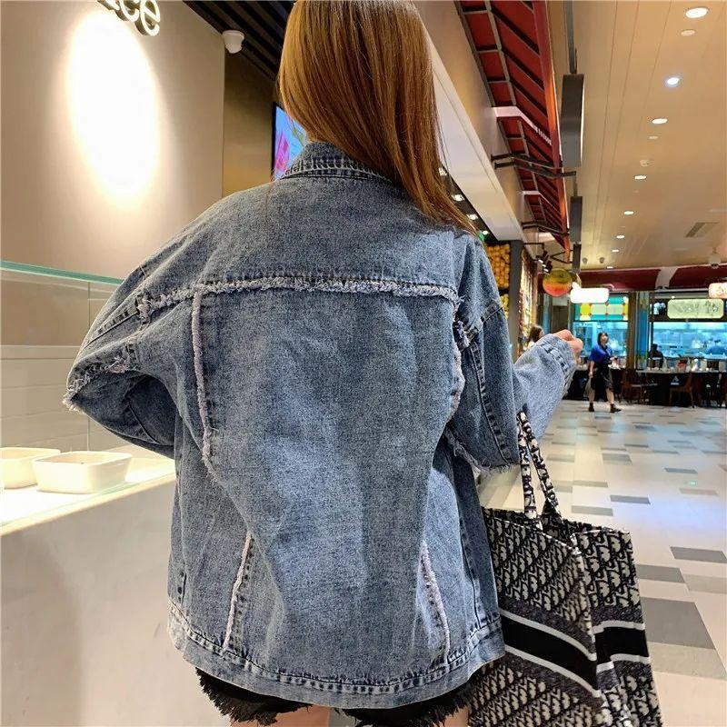 Весенняя джинсовая куртка-бомбер женская с коротким рукавом «летучая мышь» свободная демисезонная джинсовая оснастка женское пальто верхняя одежда женская одежда