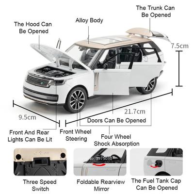 1:24 Range Rover SV 2025 Tank 500 Сплав Модели автомобилей Литые игрушки со светом Звук Внедорожники Инерционные машины Настольное украшение