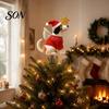 Holiday Scene Display Figurine Felt Dog Christmas Tree Topper, Plush Stuffed Angel Treetop Ornament with Puppy Decoration Santa Hat And Glitter
