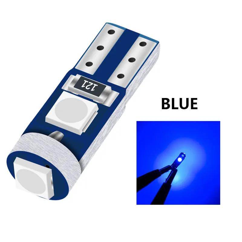 10 шт. T5 LED W3W 3SMD 3030 Клиновидная лампа-индикатор предупреждения на приборной панели, лампочки для приборов CANbus, внутреннее освещение автомобиля