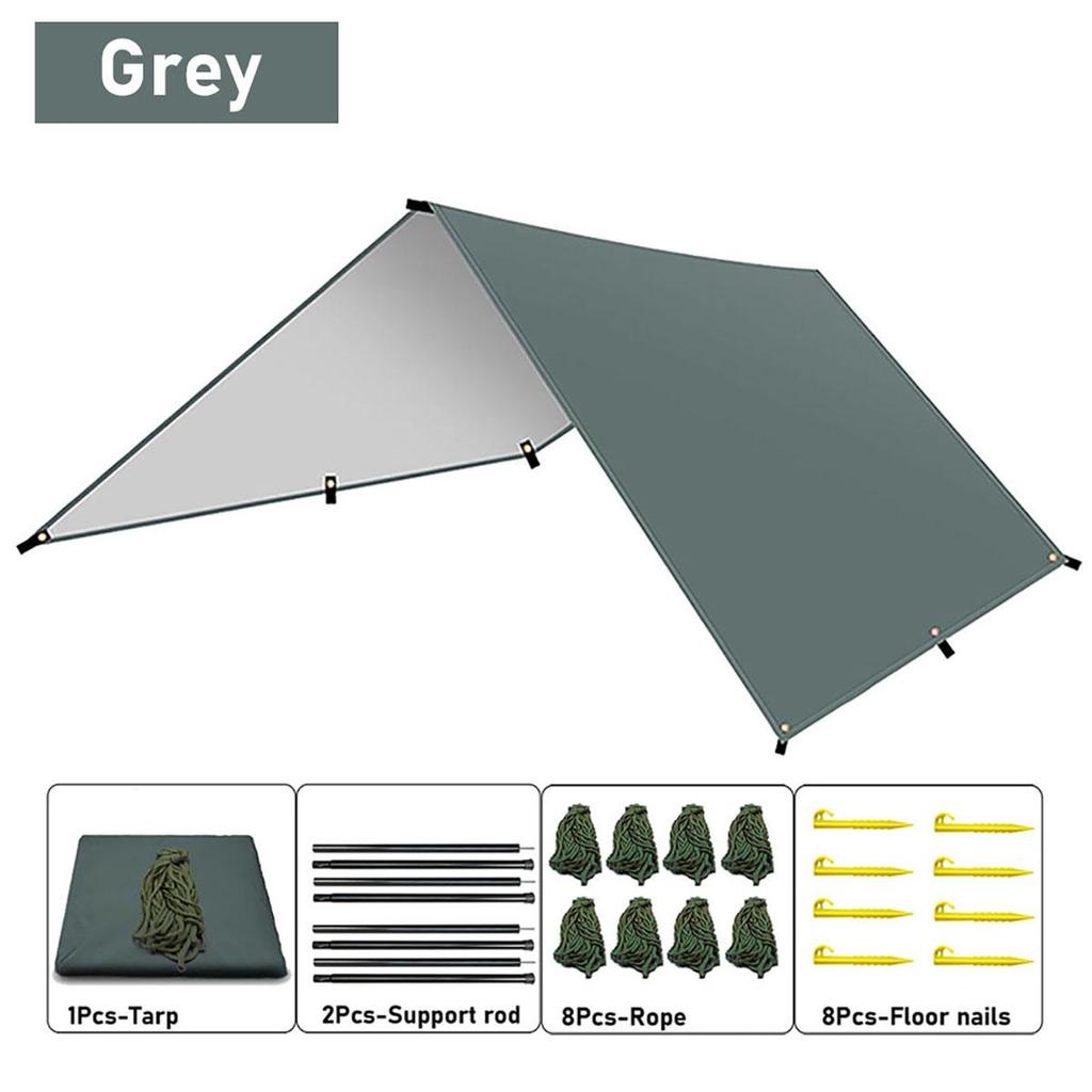 Outdoor Camping Tarp, Camping Tarpaulin Awning, Lightweight UV Resistant and PU 3000mm Waterproof Rainproof Tarpaulin Shelter