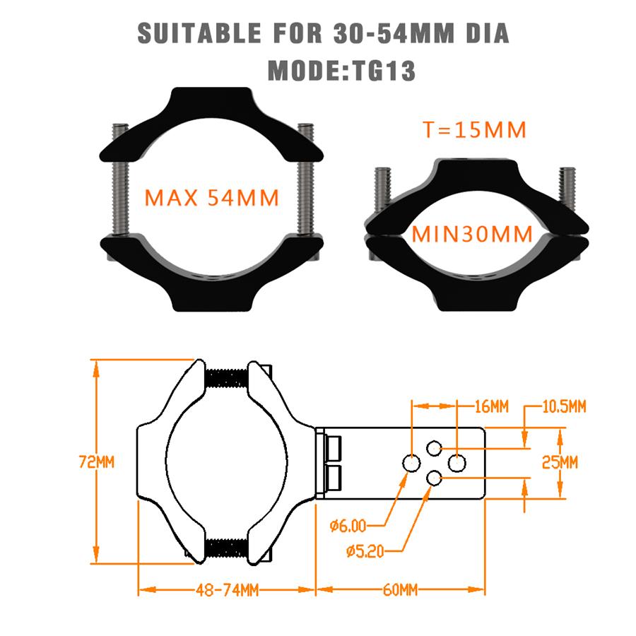2 комплекта Универсальный кронштейн для крепления фары мотоцикла для труб 30-54 мм, кронштейн для крепления прожектора H