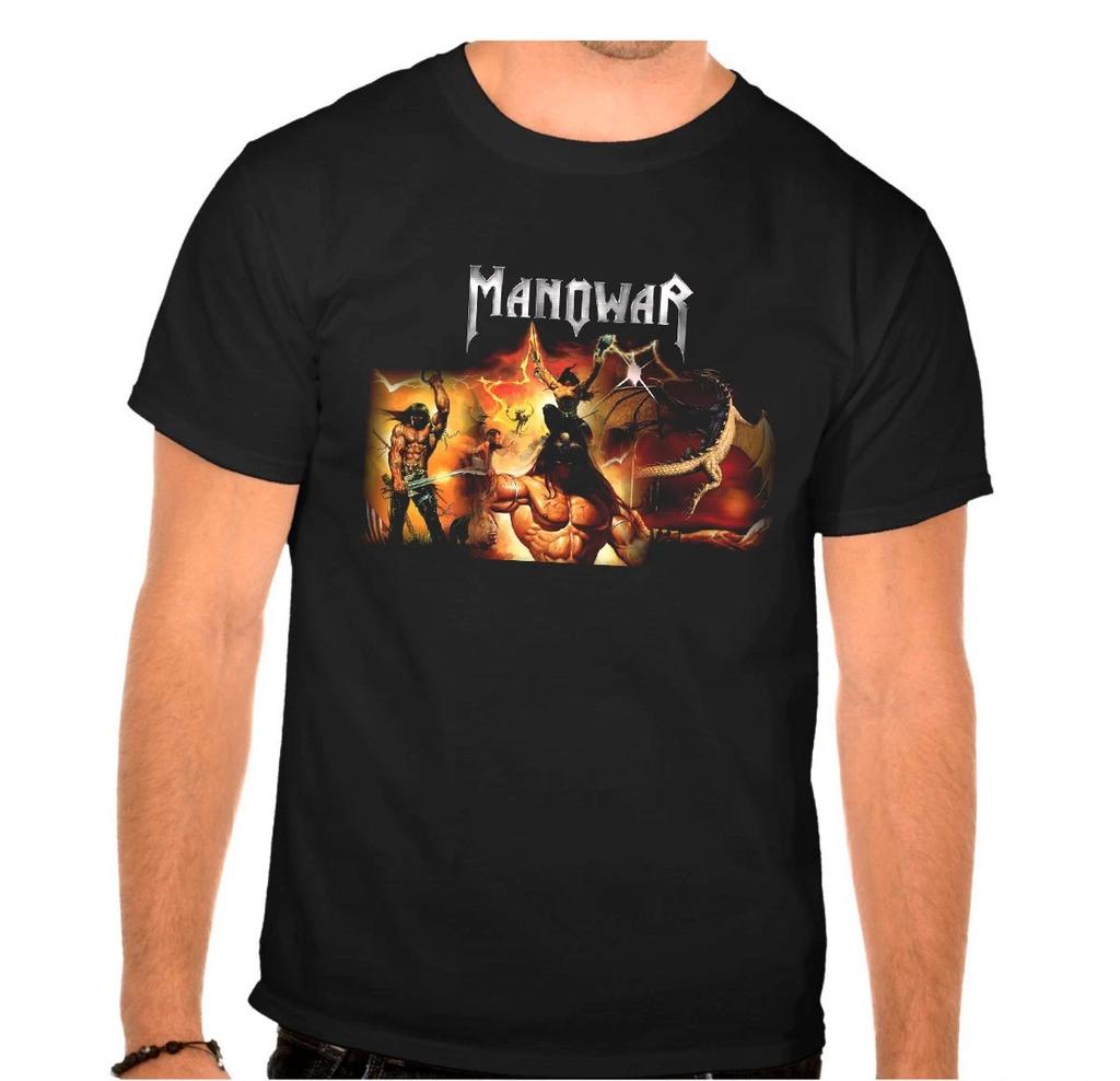 MANOWAR Рок-группа Рок-музыка Логотип Черная футболка -912 -SW