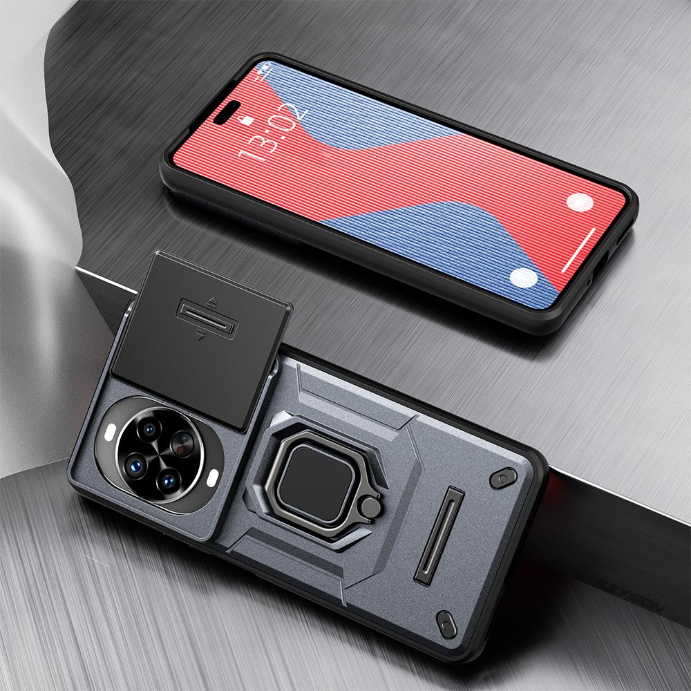 KEYSION Противоударный чехол для Huawei nova 14 14 Pro с выдвижной защитой камеры, металлической кольцевой подставкой, задняя крышка для телефона Huawei nova14Pro