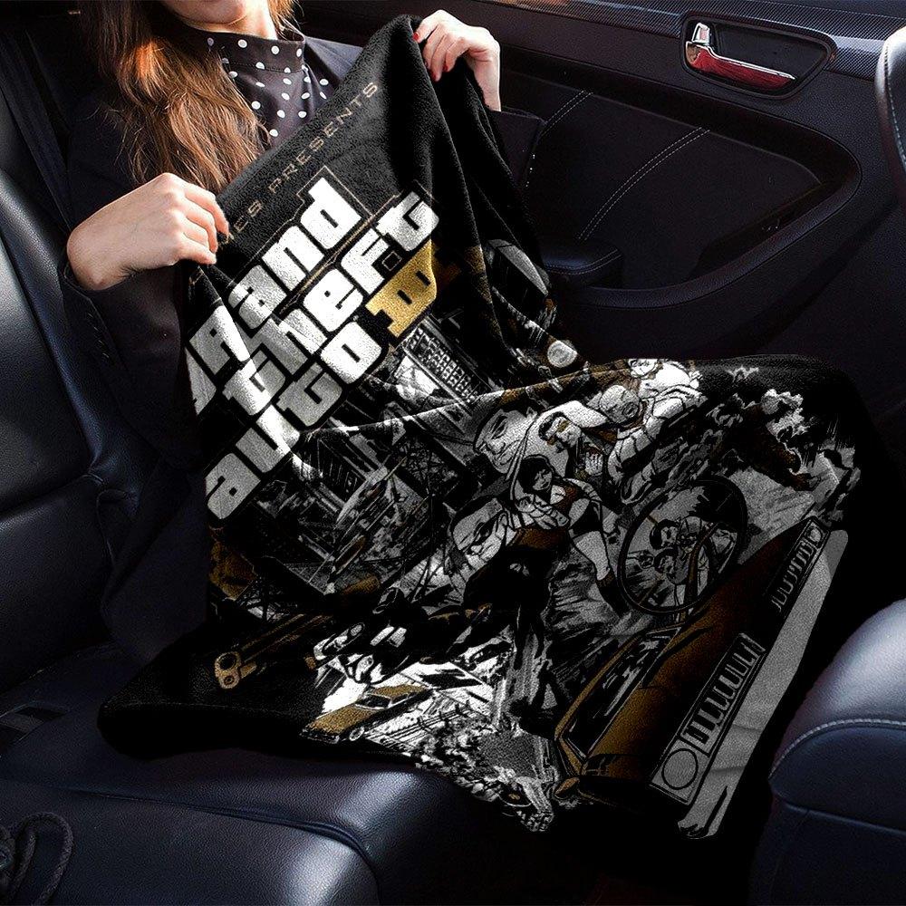 1 шт. Мягкое фланелевое одеяло Grand Theft Auto с дизайнерским принтом. Уютное одеяло для всех сезонов, идеально подходит для дивана, кровати, офиса