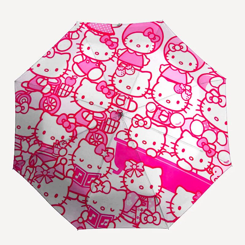 1pc Hello Kitty Automatic Open/close Umbrella, Portable Travel Umbrella, Everyday Use - Outdoor Accessory, Artistic Pattern, Compact Design, Fashion L