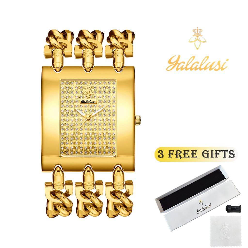 YaLaLuSi Men's Large-Dial Waterproof Quartz Watch: A Luxurious Skeleton Bracelet Watch Gift Reloj Mujer Boys