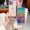 Применимый iPhone16Promax шелковый боковой чехол для телефона с рисунком сердца Apple 15 защитный чехол хрустальный ремешок