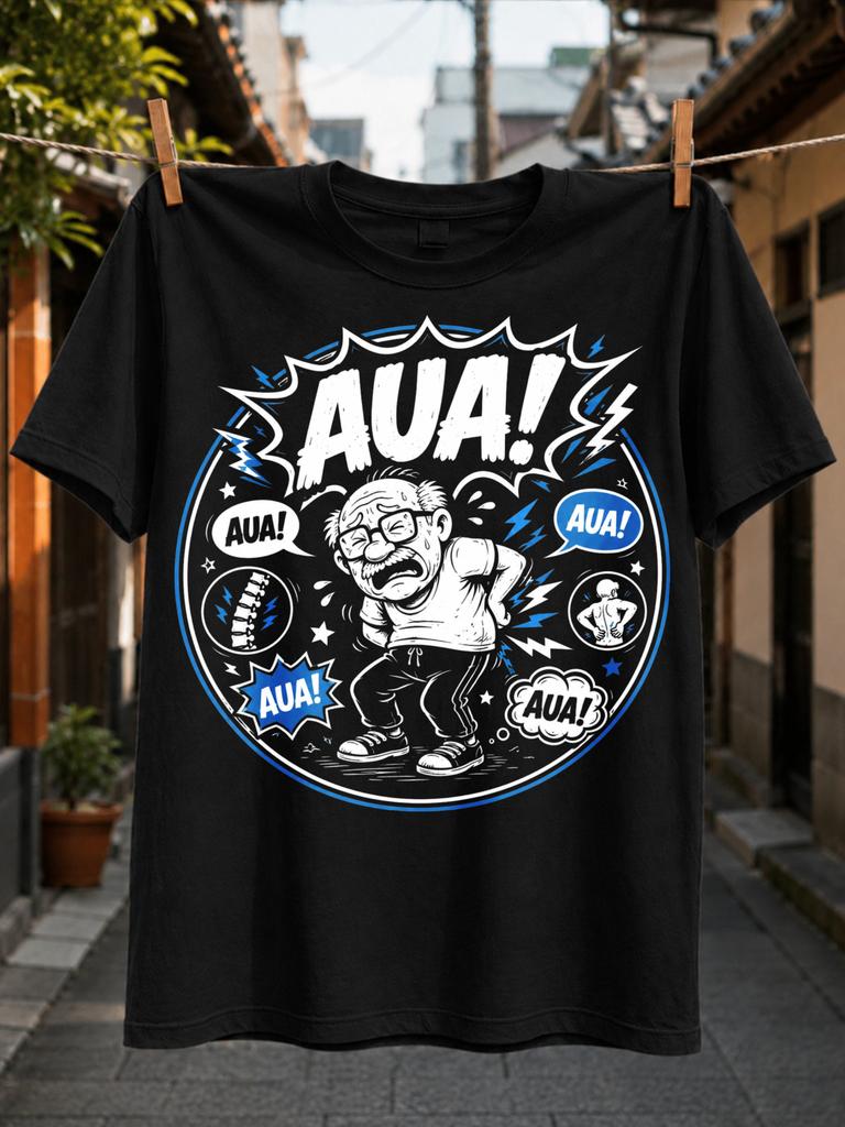 Aua Comic Pain Circle Tee Older Unisex Clutching Pain Spots Blue Lightning And Multipleau Callouts Unisex All TShirt