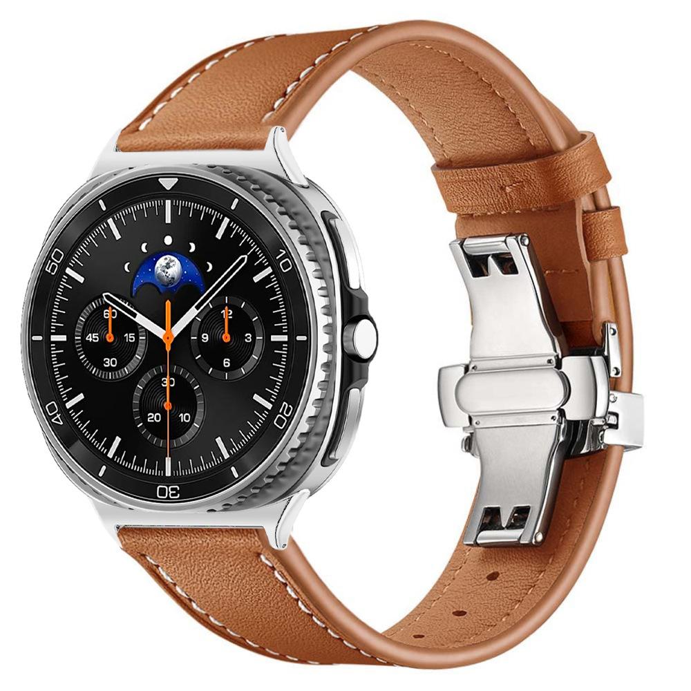 Застежка-бабочка, ремешок для часов из натуральной кожи для Samsung Galaxy Watch8/9 Classic, ремешок для часов для Samsung Galaxy Watch Ultra