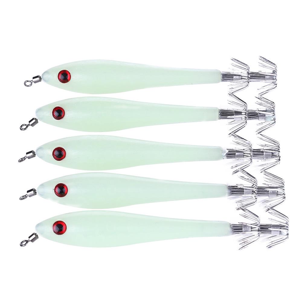 5PCS/LOT Shrimp Squid Jigs Jigging Squid Hook 9.5CM 6g Trout Lure Luminous Shrimp Squid Lure