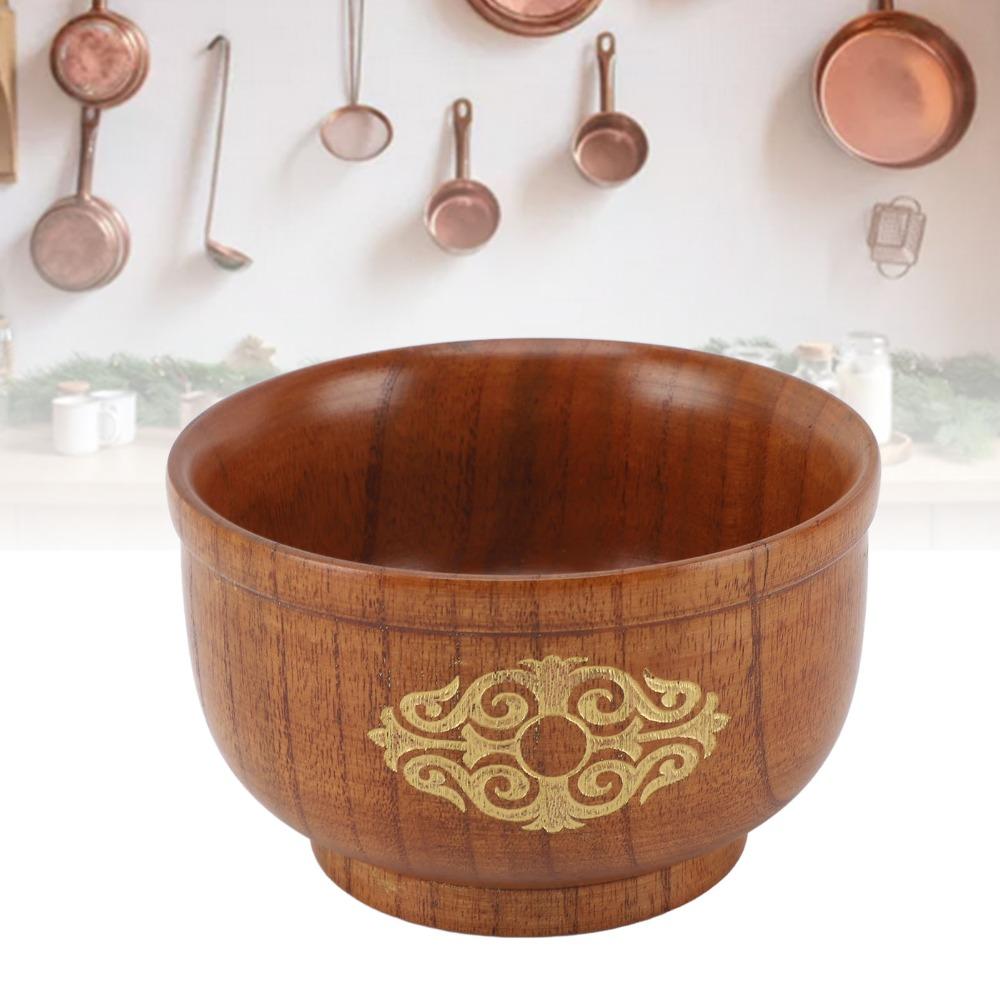 One‑piece Carved Integrated Rice Bowl Solid Wood Breakfast Bowl Food Bowl Light Food Matching