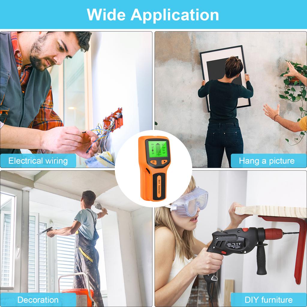 Stud Finder Wall Scanner - 5 in 1 Electronic Stud Detector with HD LCD Display, Wood AC Wire Metal Studs Detection