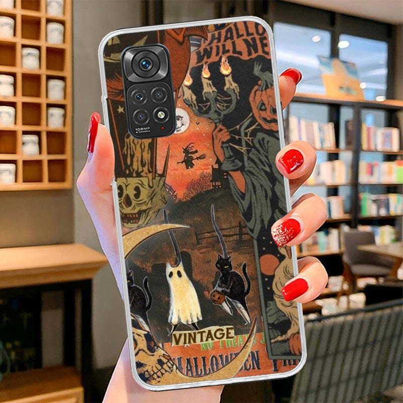 Halloween Fall Art Witch Cat Cover Phone Case For Xiaomi Redmi Note 15 14 13 12 11 10 Pro Plus 14S 12S 11S 11T 11E 10S Soft Fund