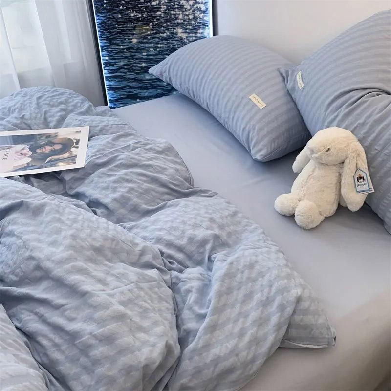 Корейский стиль, свежий Ins однотонный простыня, одеяло, наволочка, удобный комплект из четырех предметов, принцесса, студенческая кровать 1,2 м, комплект из трех предметов для общежития