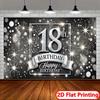 2D flat-print banner for 18th birthday celebration - Polyester party decoration  suitable for home and garden