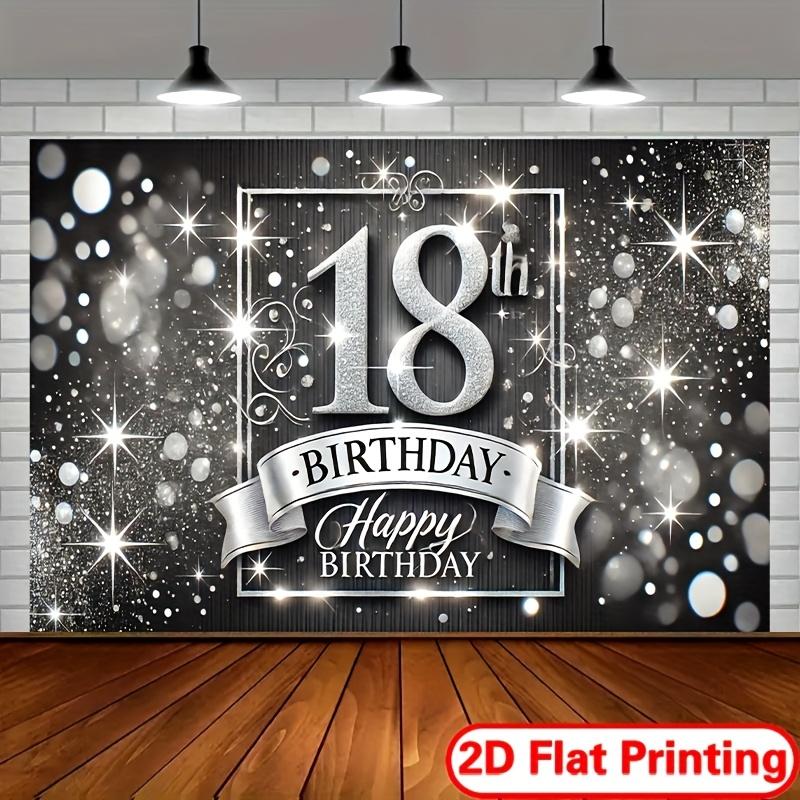 2D flat-print banner for 18th birthday celebration - Polyester party decoration suitable for home and garden