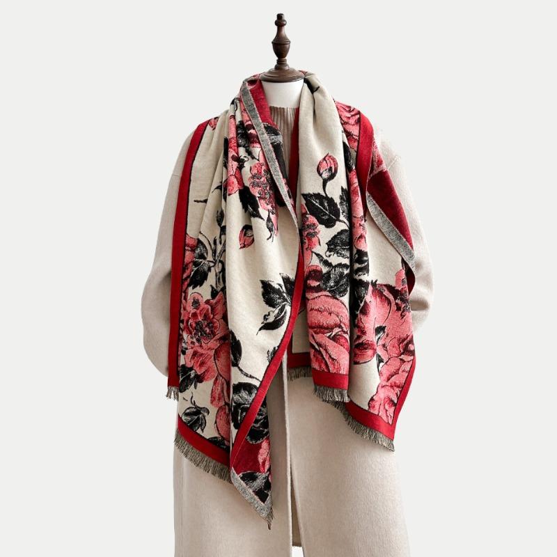 Женский шарф с цветочным принтом, имитация кашемира, ретро, темпераментный, утолщенный теплый шарф, для путешествий, улицы, модная темпераментная шаль