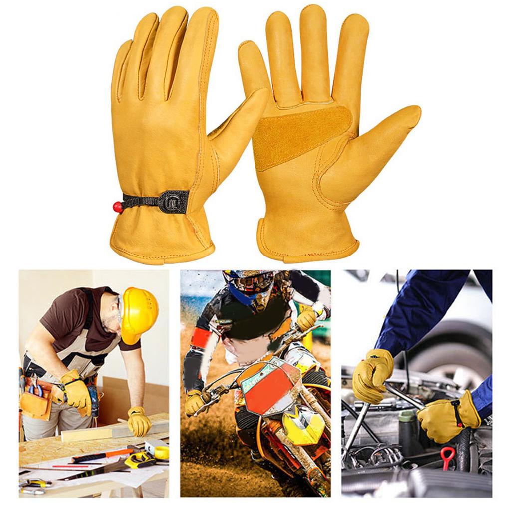 Work Gloves Prevent Slip Wearable Adjustable Soft Protective Faux Cowhide Gloves for Gardening