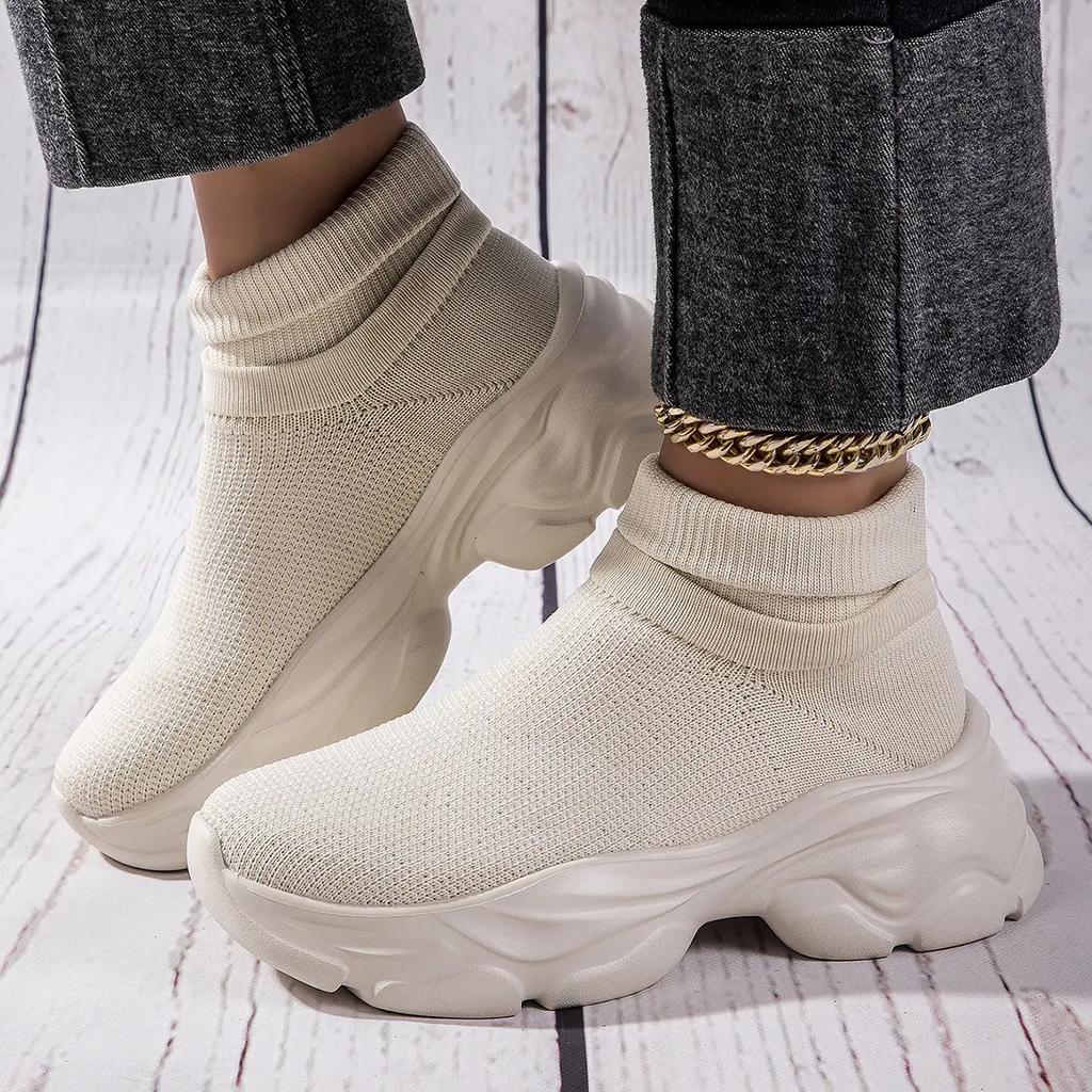 Sneakers Fitness Sports Casual Shoes Running Shoes High-top Slip-on Casual Women's Shoes Are Fashionable and Lightweight Height-increasing Shoes