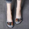 Весна Новое поступление кожаные женские лоферы балетки женские мокасины с цветочным принтом женские повседневные туфли на плоской подошве женские туфли-лоферы без застежек