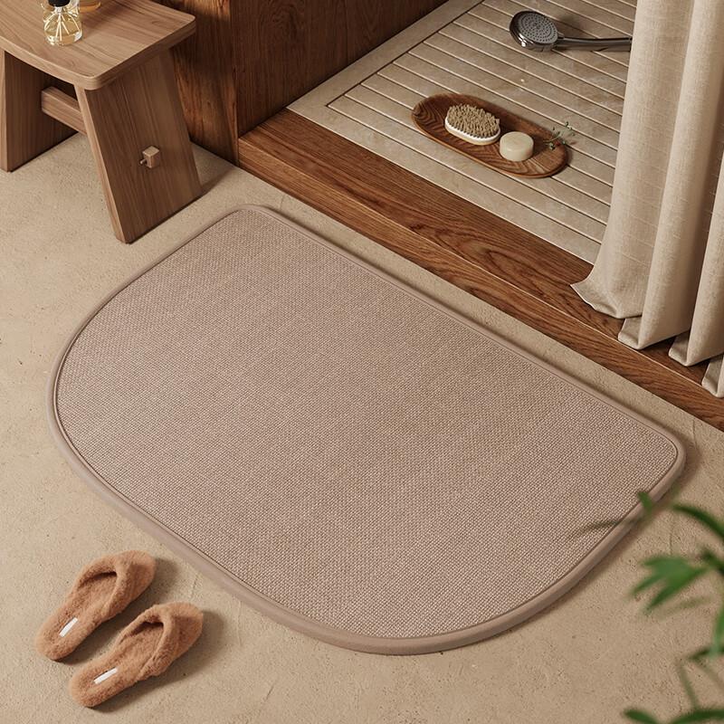ZHUJUN Imitation Linen Woven Bathroom Mat Absorbent Non-Slip Doorway Rug Foot Mat Washroom Entrance Carpet