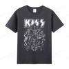 Vintage Kiss T Shirt Unisex Unisex Fashion Cotton T-shirt Punk Clothes O-Neck Tees Horror Harajuku Tops Rock Band Kiss Tshirt Boy