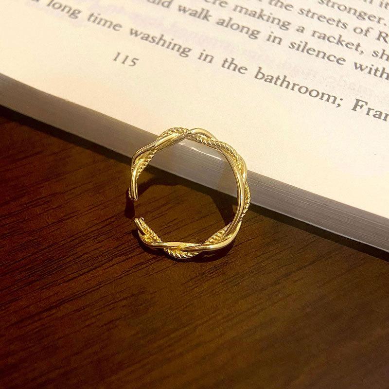 Multi-Layer Wave Ring, Cold Breeze Line Winding Ring, Women'S Light Luxury, Tide Twisting Rope Twist Interwoven Ring