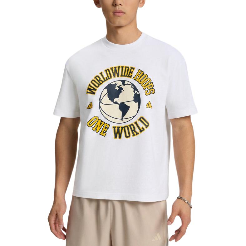 adidas Worldwide Hoops Global Свободная Вязаная Футболка с Круглым Вырезом Баскетбольная Спортивная С Коротким Рукавом Унисекс Топы KX5732
