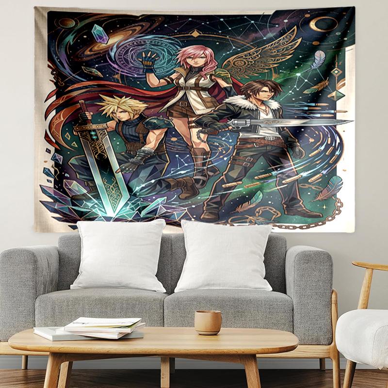 Final Fantasy Print Tapestry, Lightweight Wall Hanging, for Bedroom, Dorm, Living Room, Home Art Decor, Birthday Christmas Gift for Friends