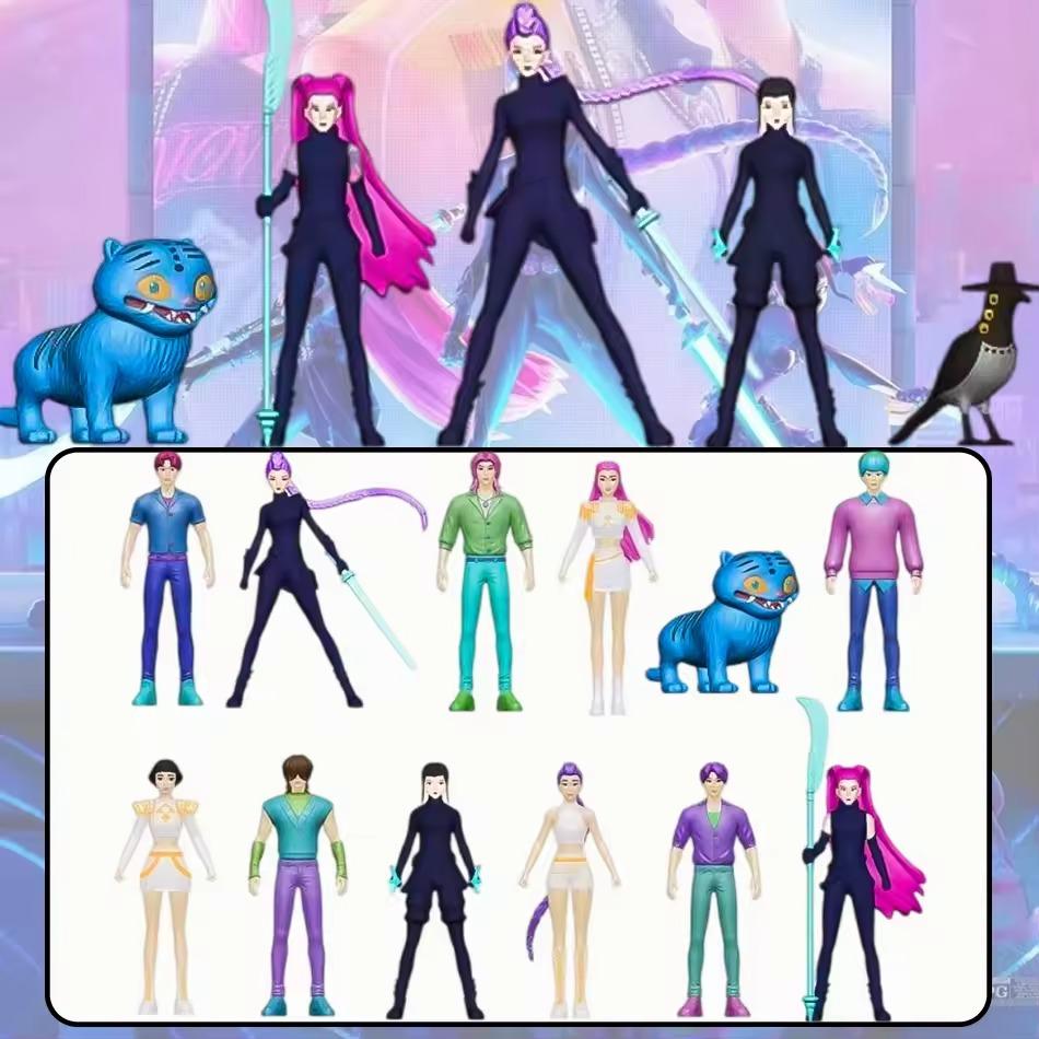 5-18pcs/Set Kpop Demon Hunters Action Figure Toy Derpys Tiger Rumi Mira Zoey Sussy Figurine Doll For Fans Gifts