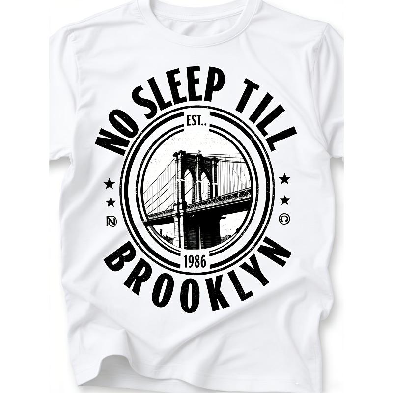 Мужские футболки, Футболка с круглым вырезом No Sleep Till Brooklyn с принтом, Повседневная простая летняя охлаждающая футболка, Подарок для членов семьи