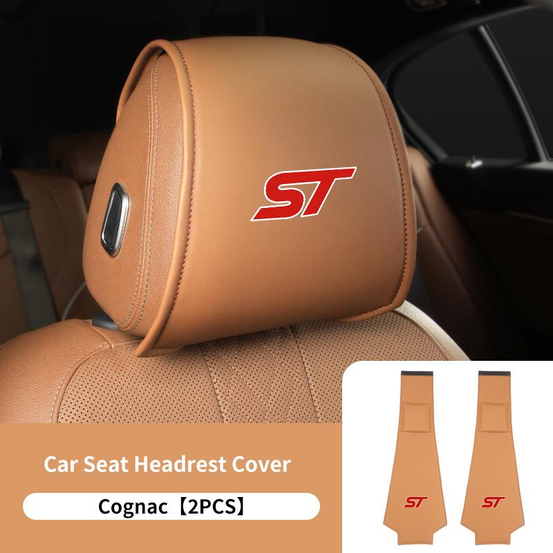 PPWE7 1/2PCS Leather Car Seat Headrest Protective Cover Auto Interior Accessories For Ford Escort KA Flex Everest KA Expedition Falcon
