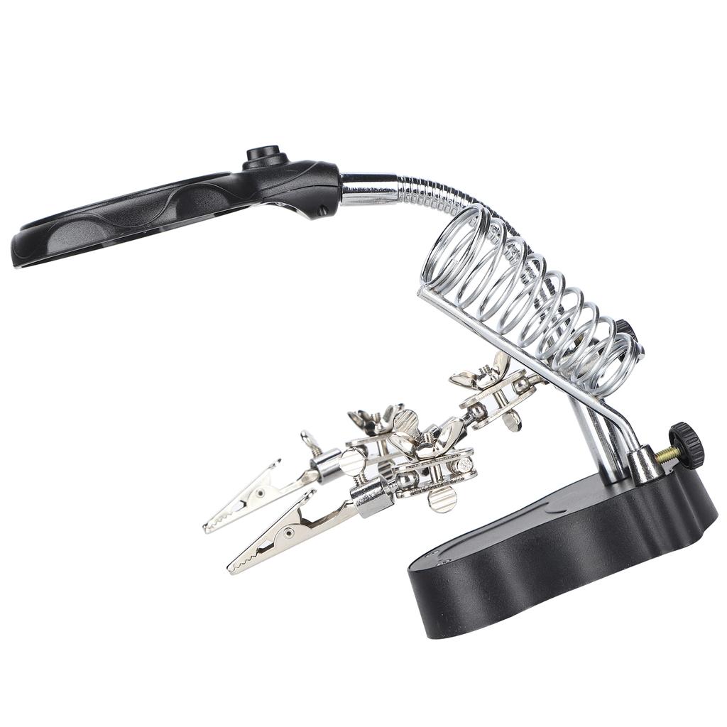 Увеличительное стекло с подставкой, светодиодная лампа, вспомогательный зажим, паяльная станция