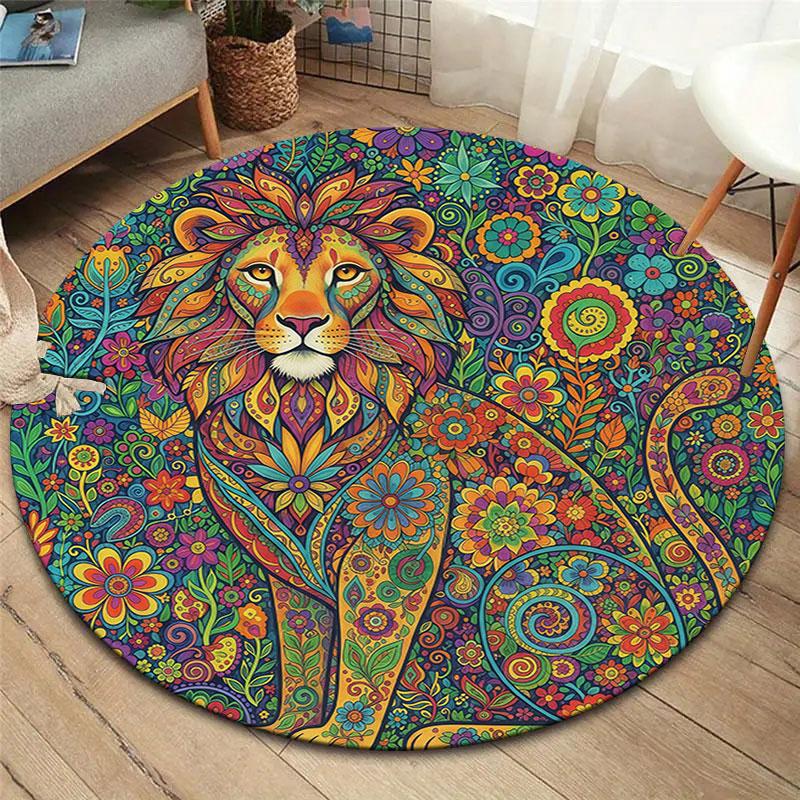 Mandalapainting Round Area Rug,Carpet Rug for Living Room Bedroom Sofa Playroom Decor,Non slip Floor Mat