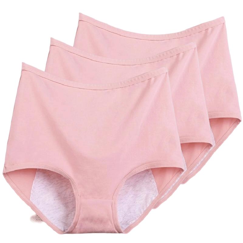 3Pieces/Lot Ladies' Panties Menstrual Leak-proof Underwear Physiological Pants Women's Briefs Plus Size XL XXL 3XL 4XL 5XL 6XL