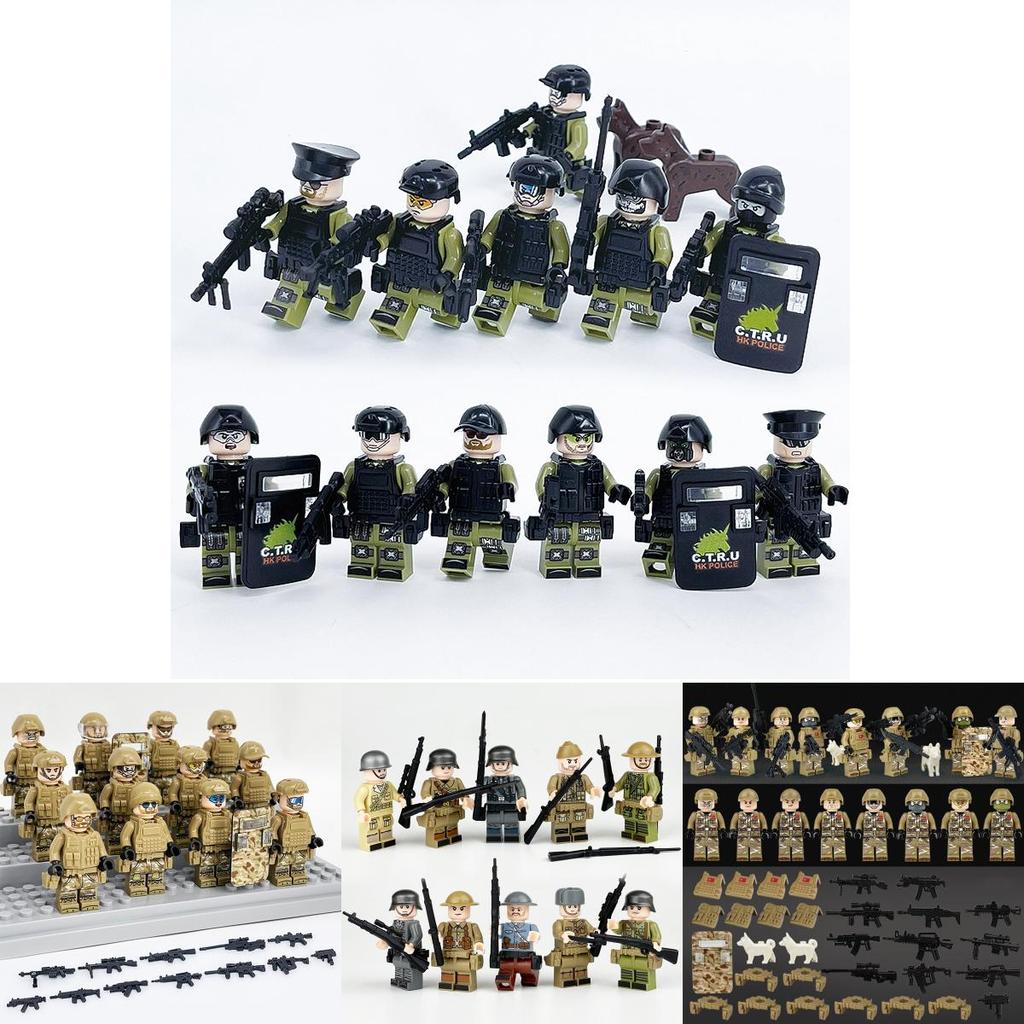 Mini Puzzle Game Set 8 Special Forces Action Figures With Removable Joints And Weapons