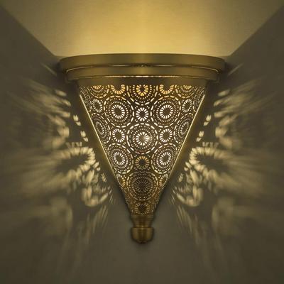 Марокканский настенный трофей, концентрические круги, светлые абажуры, настенный бра с гравировкой, антикварная ручная работа, латунь