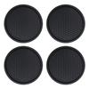 Car Drink Holder Coasters, Silicone, Black, Simple Design, Non-Slip, Approx. 70mm Diameter, Set of 4, Sparkling Round Design, CSTR-003