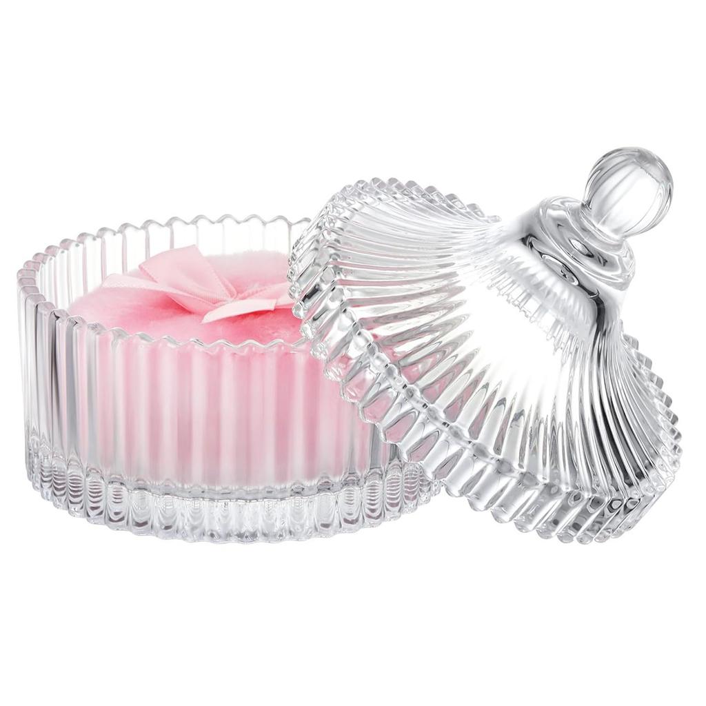 3 Pieces Multipurpose Extra Large Body Powders Puff Set with Glass Storage Container for Makeup and Beauty Tool