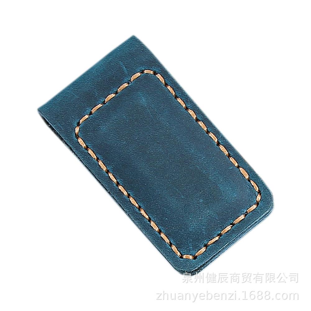 Кошелек с зажимом для денег, тонкий, мужской и женский, винтажный, с сильным магнитом, зажим для денег, из натуральной кожи, карманный зажим, кошелек для кредитных карт и наличных