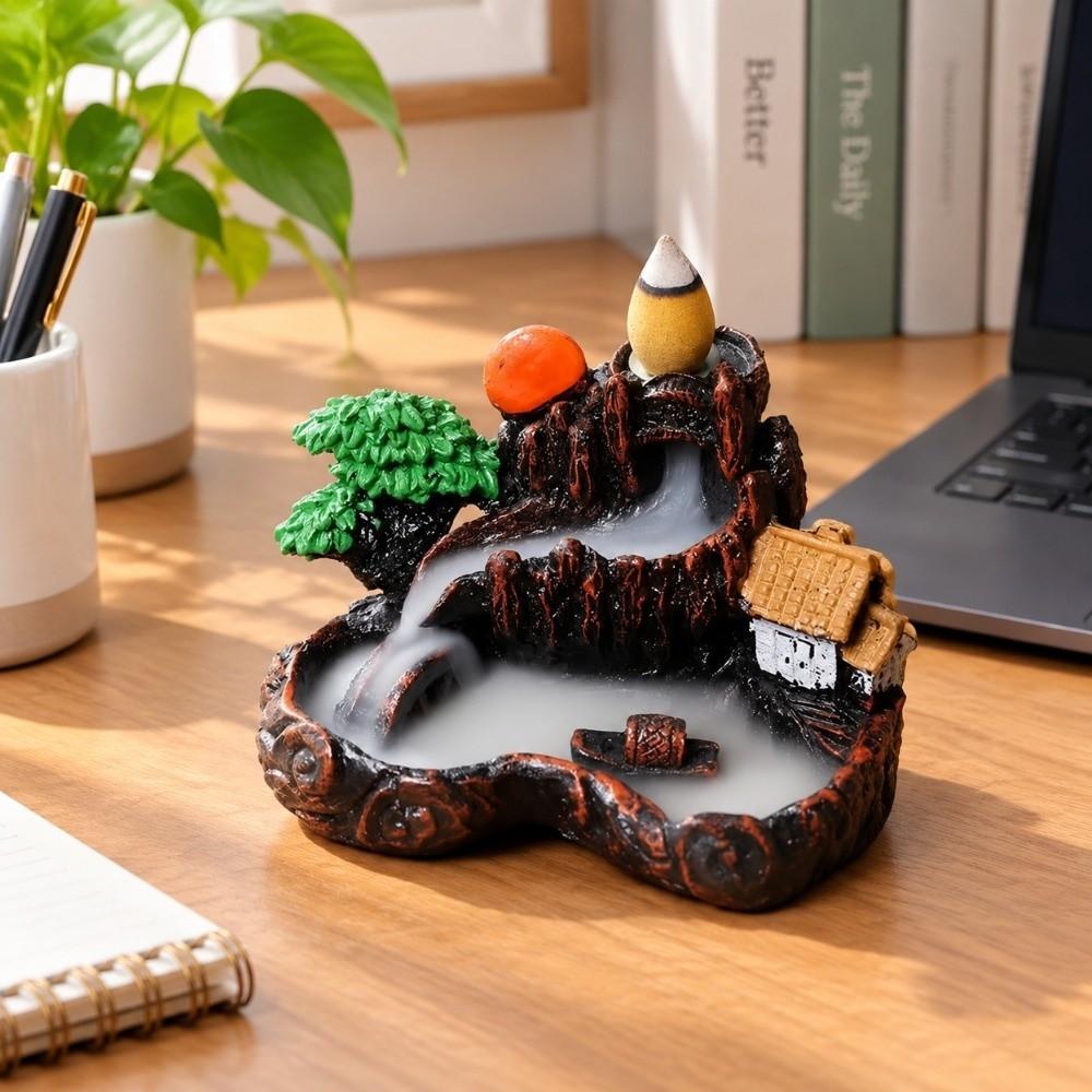 Mountain Shape Backflow Incense Burner River Waterfall Backflow Incense Holder Home Decor