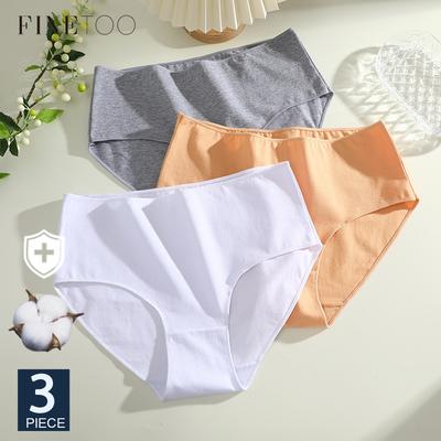 FINETOO 3 шт. хлопковые трусики женские с высокой талией бесшовное нижнее белье дышащие трусы однотонные трусики S-2XL нижнее белье