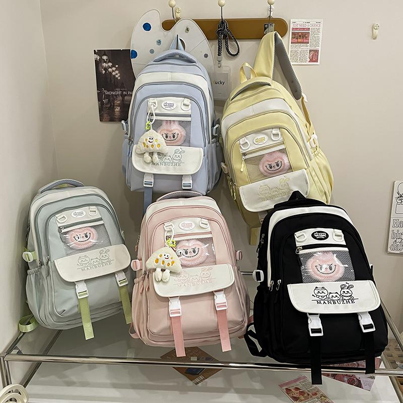 Schoolbag High value transparent pain bag Backpack Female leisure Junior high school girls schoolbag High school students Large capacity Korean