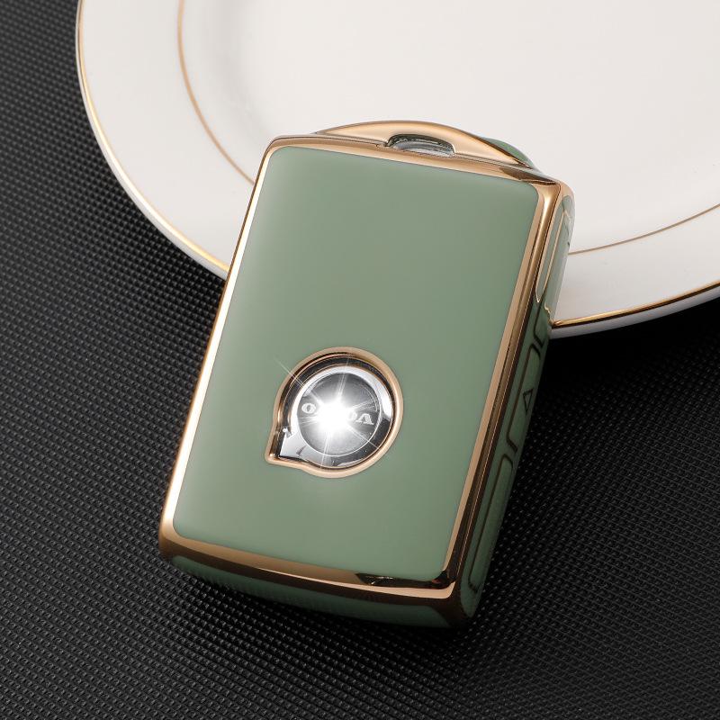 Золотой чехол-ключ из ТПУ с кантом для Volvo S90, XC60, XC40 - Полностью закрывающая защитная оболочка