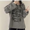 Women Letter Printed Hooded Sweatshirt American Retro Checkered Solid Color Hoodie Autumn Loose and Simple Femalepullover