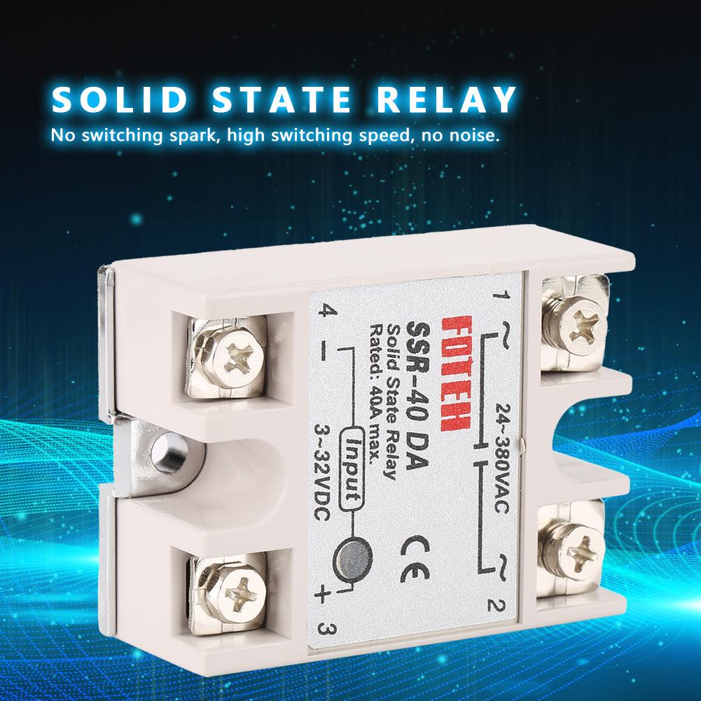 Single Phase -Ac State Relay Ssr-40Da 40A Input 3-32V Output 24-380V Ac