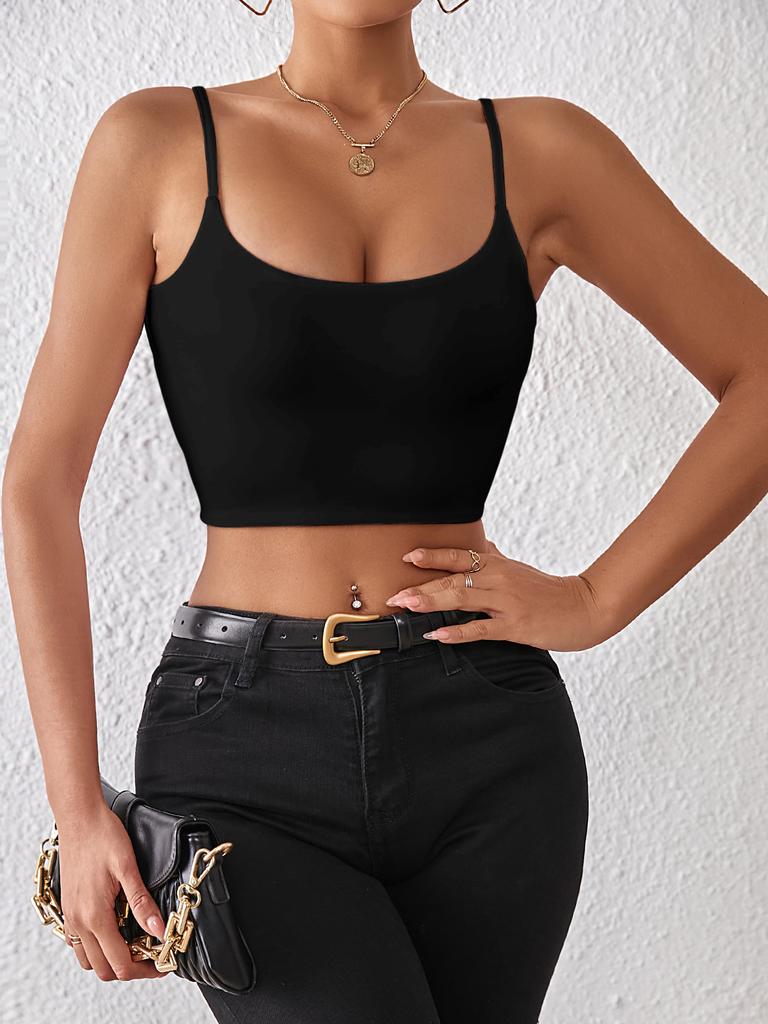 Casual Double Layered Tank Top U Neck Crop Tops Women Summer Camis Solid Color Camisole Fashion Tube Female Sleeveless Cropped Vest Y2K Clothes