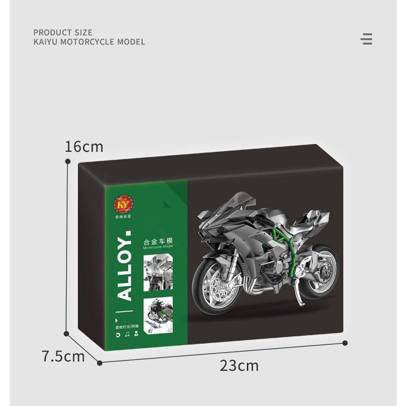 1/12 Assembly Version H2R Alloy Motorcycle Model Diecasts & Toy Metal Sound and Light Toys Car Collectibles Children’s Gifts